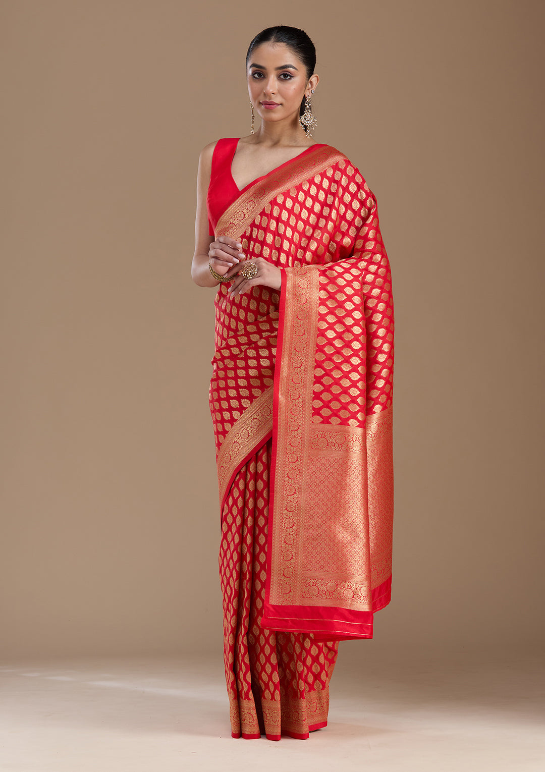 Red Zariwork Art Silk Saree