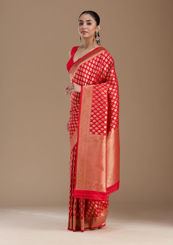 Red Zariwork Art Silk Saree
