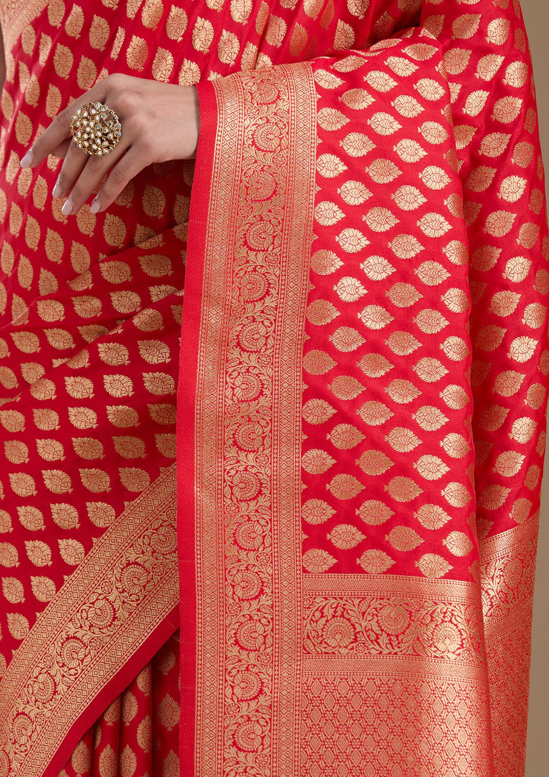 Red Zariwork Art Silk Saree