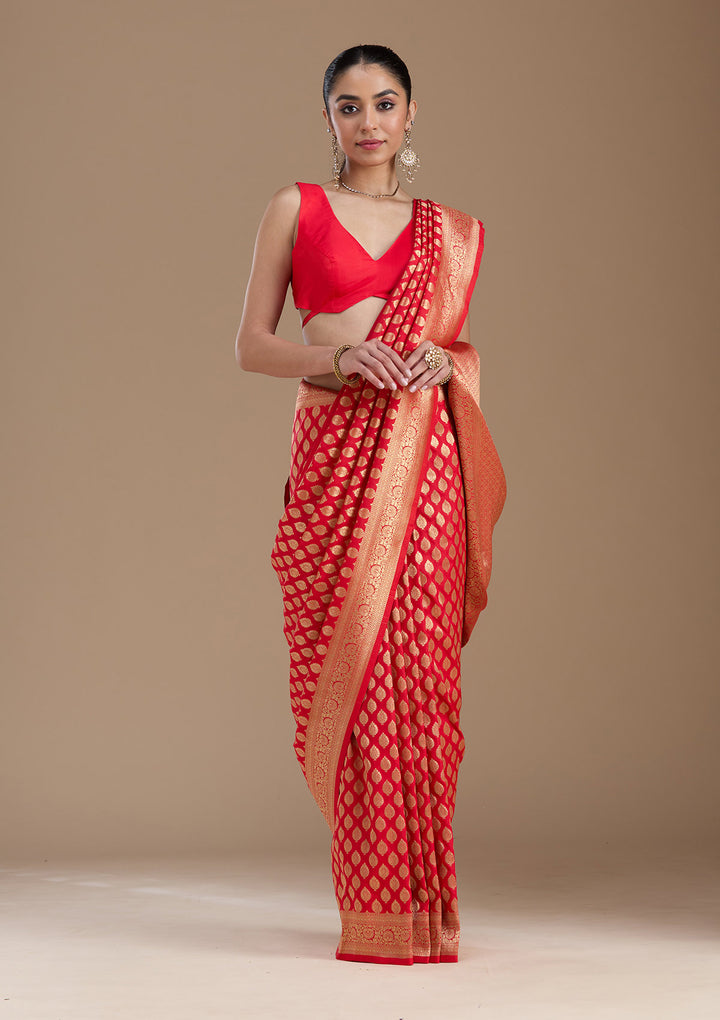 Red Zariwork Art Silk Saree