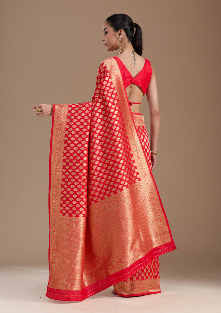 Red Zariwork Art Silk Saree