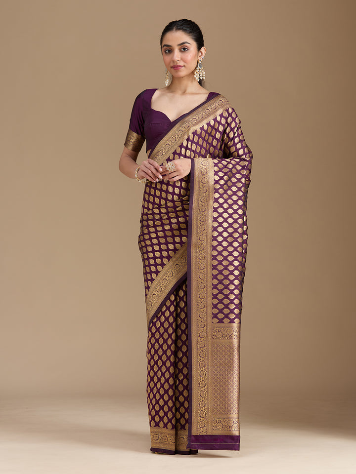 Wine Zariwork Art Silk Saree