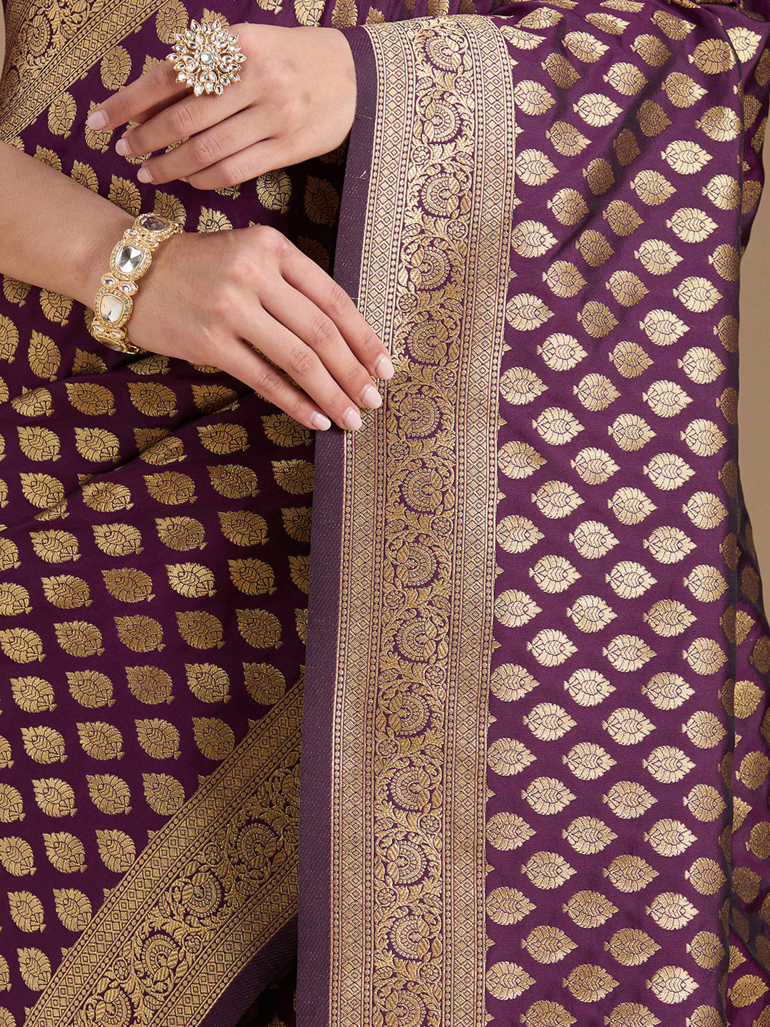 Wine Zariwork Art Silk Saree