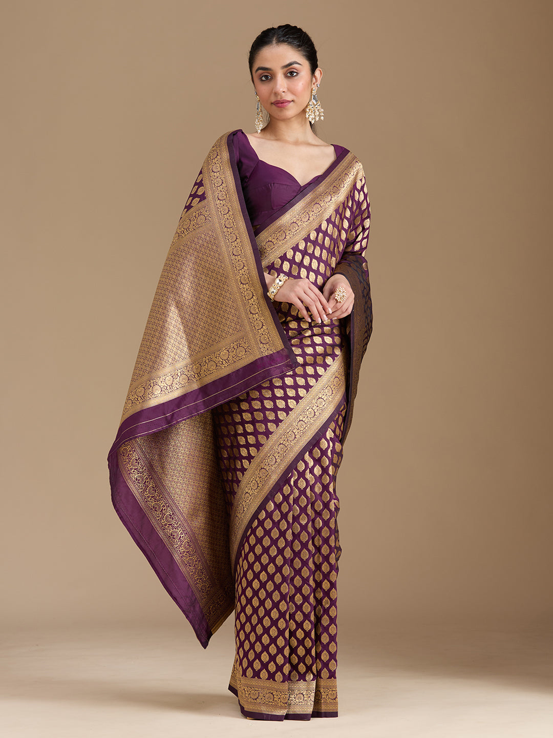 Wine Zariwork Art Silk Saree