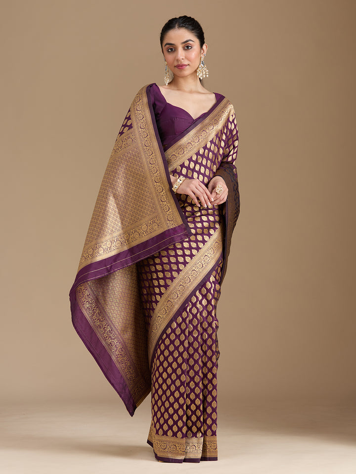Wine Zariwork Art Silk Saree