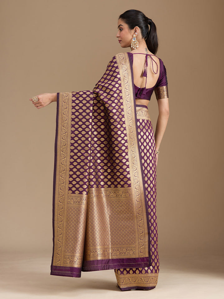 Wine Zariwork Art Silk Saree