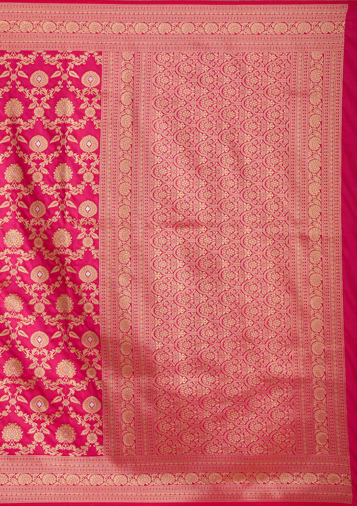 Rani Pink Zariwork Art Silk Saree