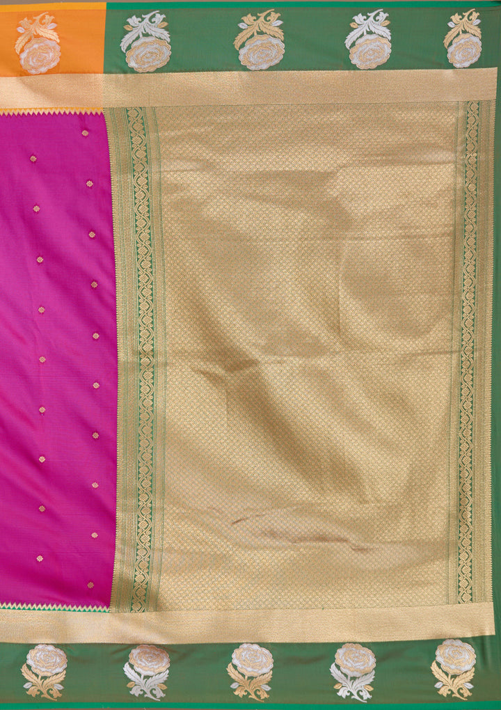 Magenta Pink Zariwork Art Silk Saree