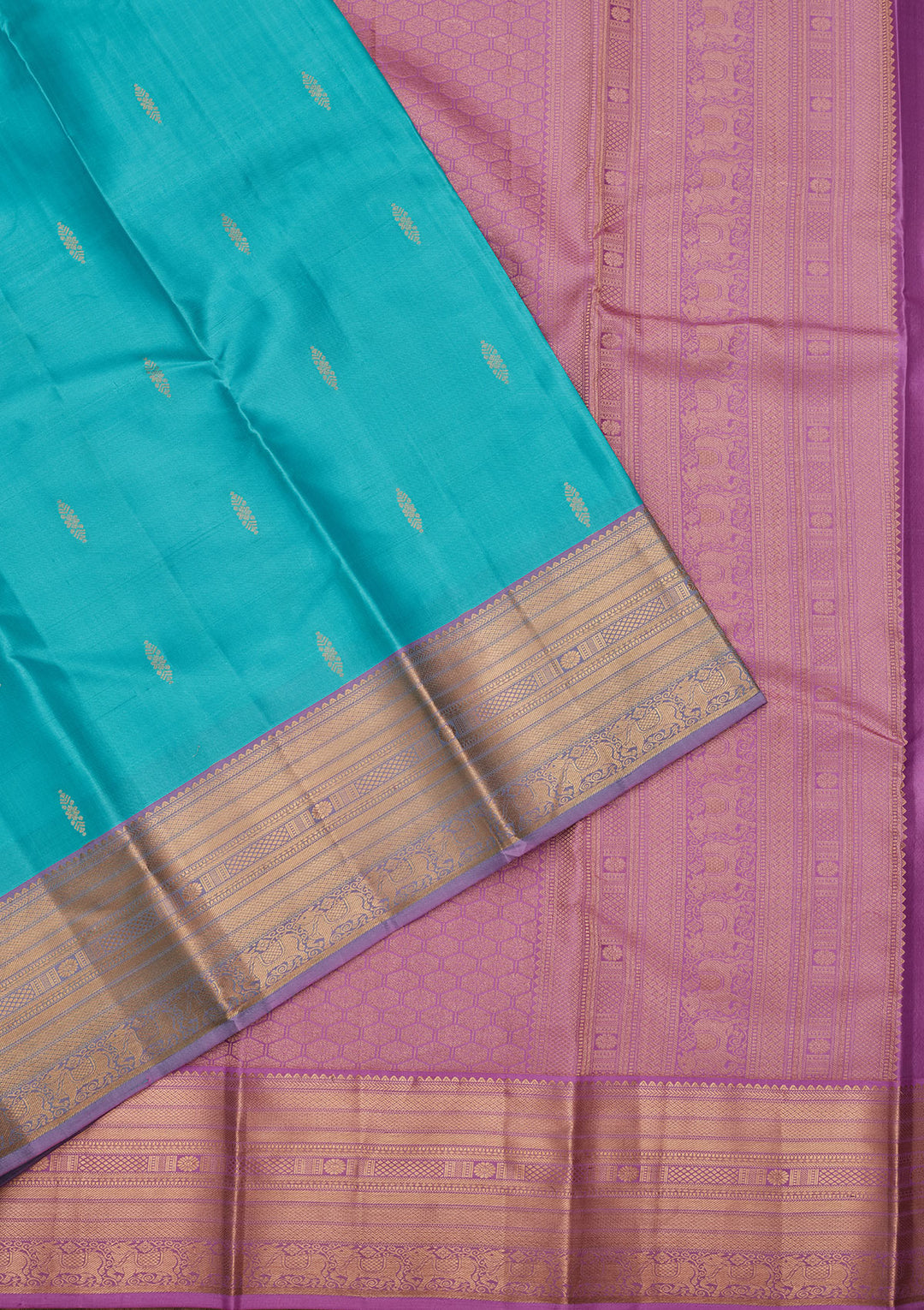Turquoise Blue Zariwork Pure Silk Saree