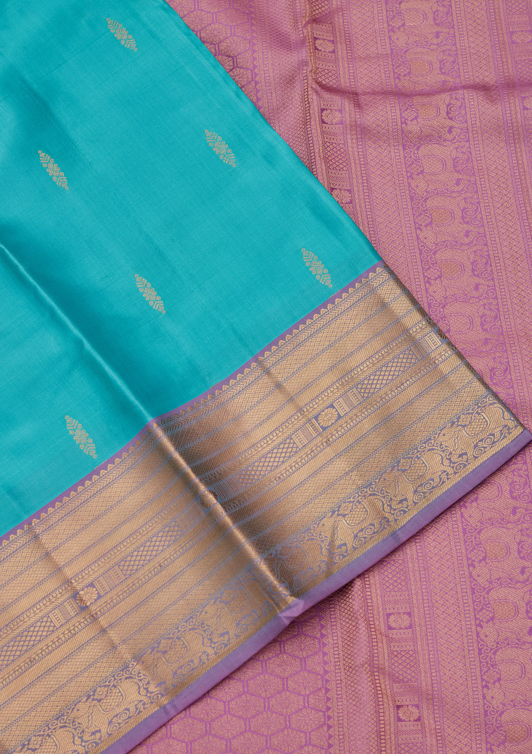 Turquoise Blue Zariwork Pure Silk Saree