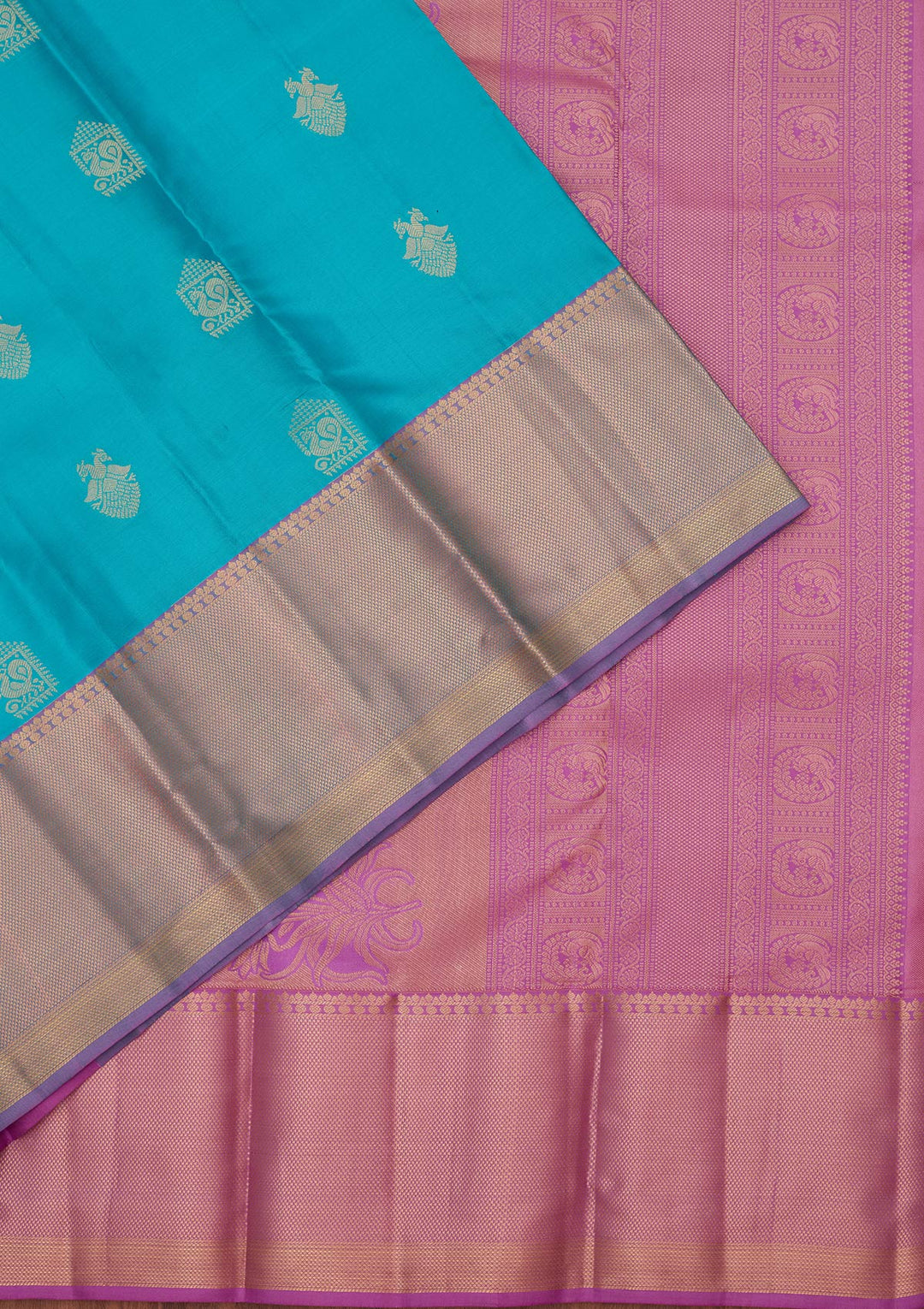 Turquoise Blue Zariwork Silk Saree