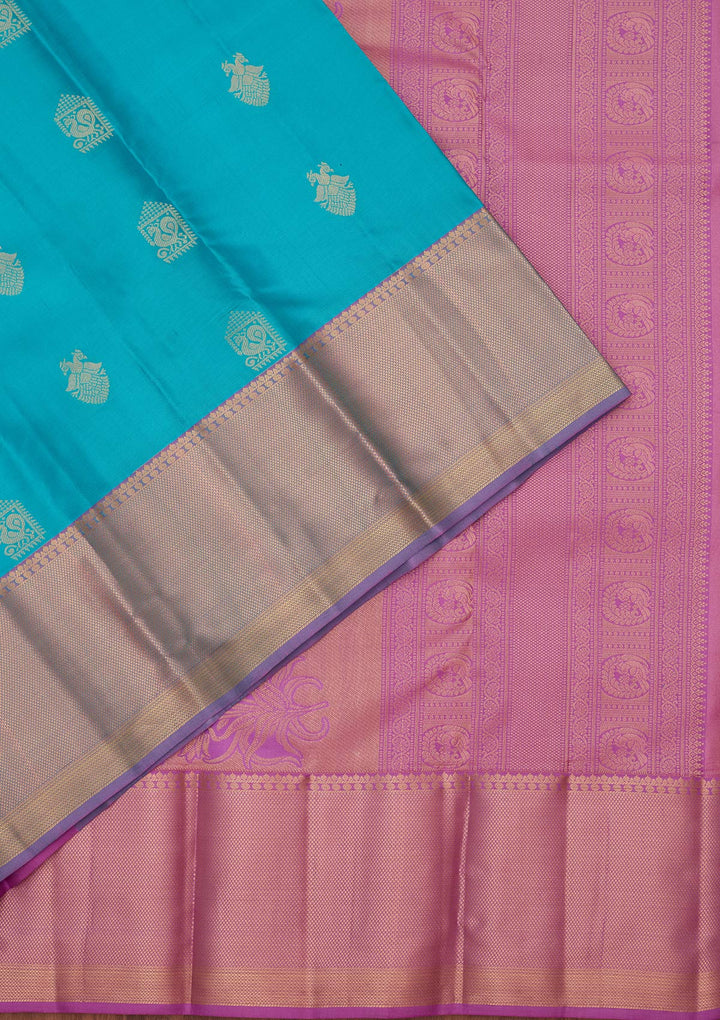 Turquoise Blue Zariwork Silk Saree