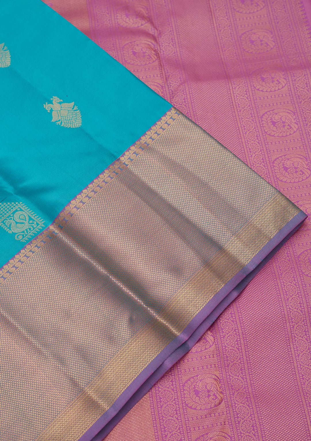 Turquoise Blue Zariwork Silk Saree