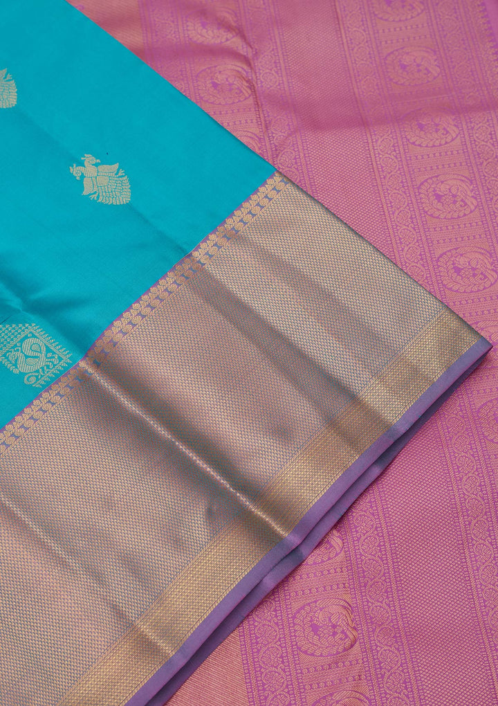Turquoise Blue Zariwork Silk Saree