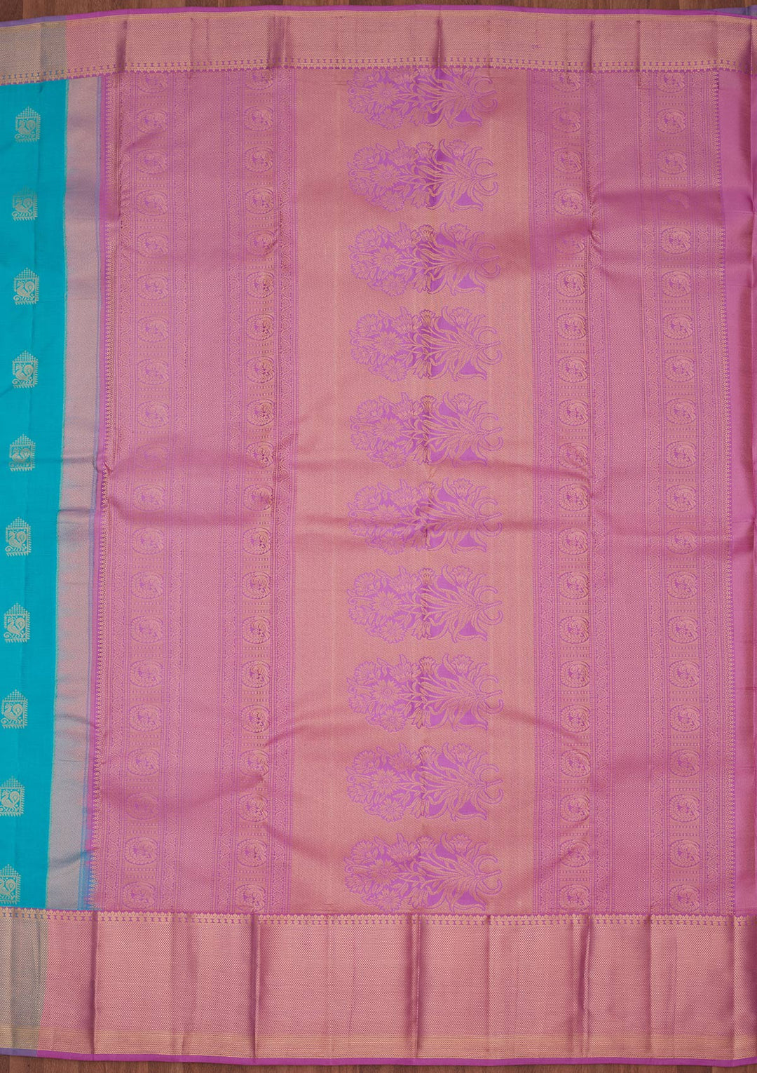 Turquoise Blue Zariwork Silk Saree