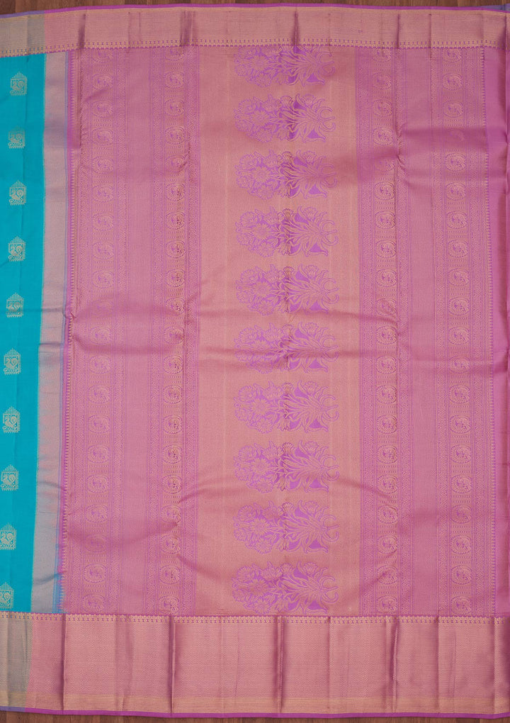 Turquoise Blue Zariwork Silk Saree