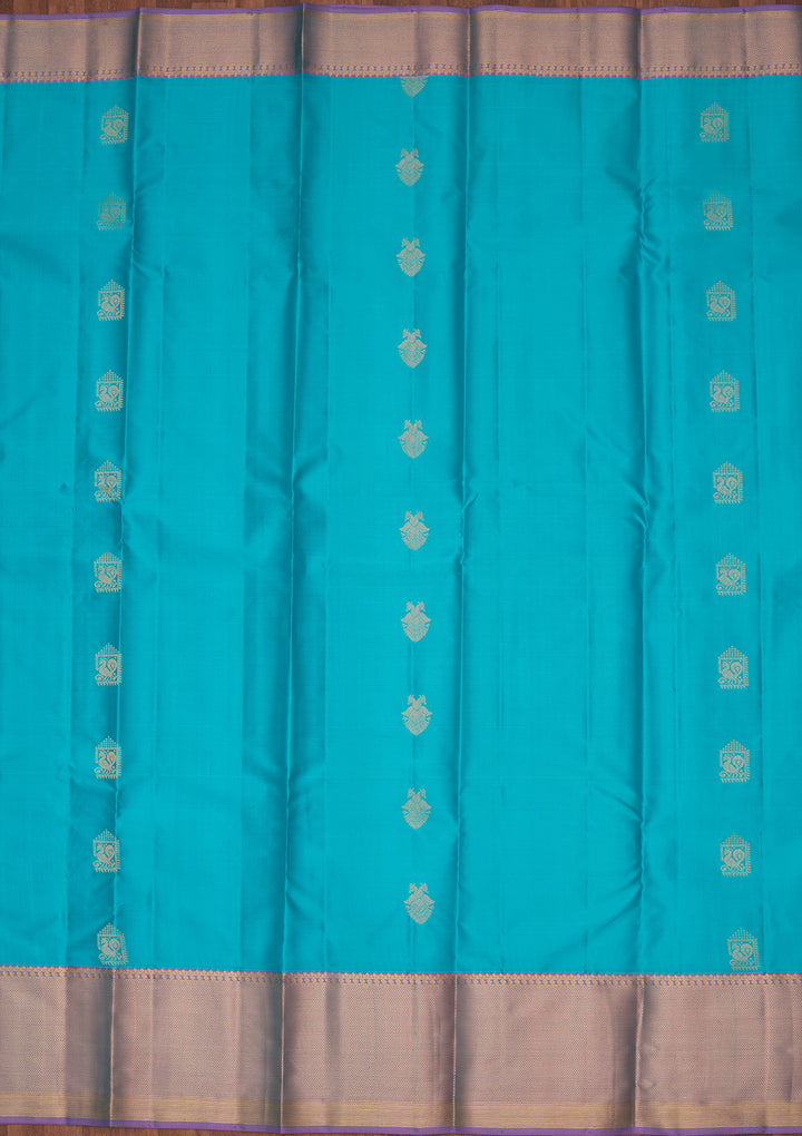 Turquoise Blue Zariwork Silk Saree