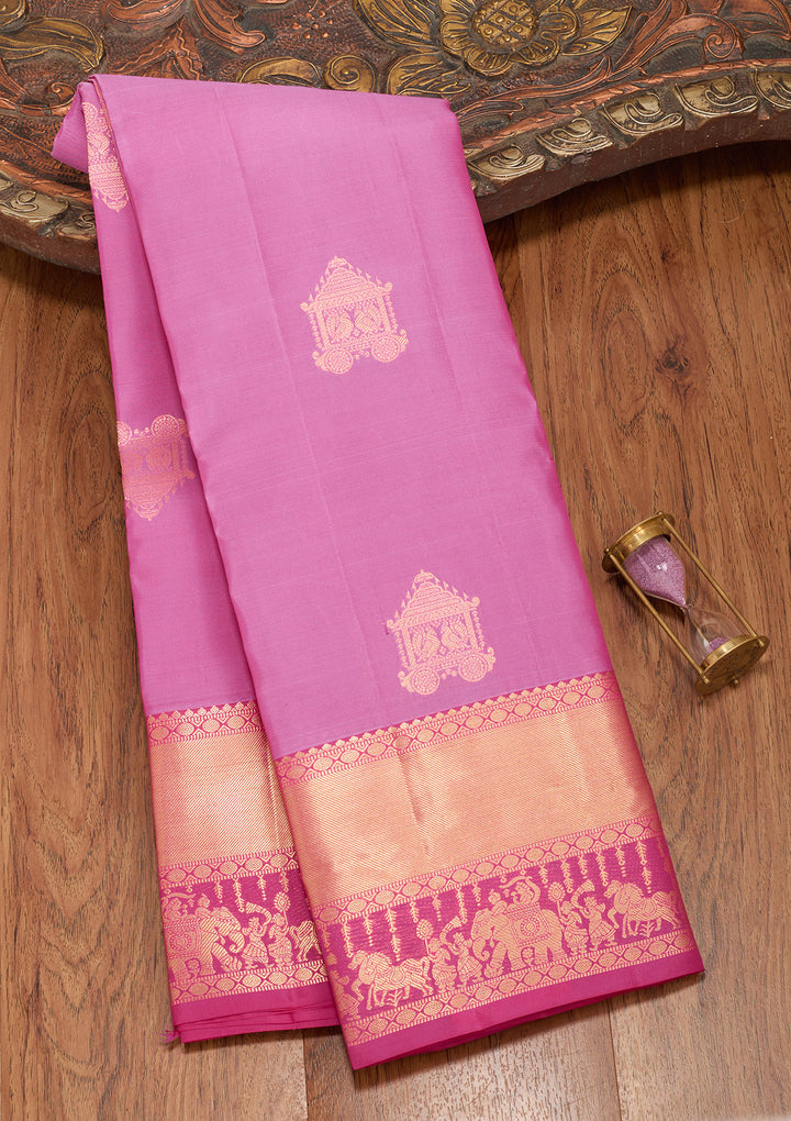 Rani Pink Zariwork Silk Saree