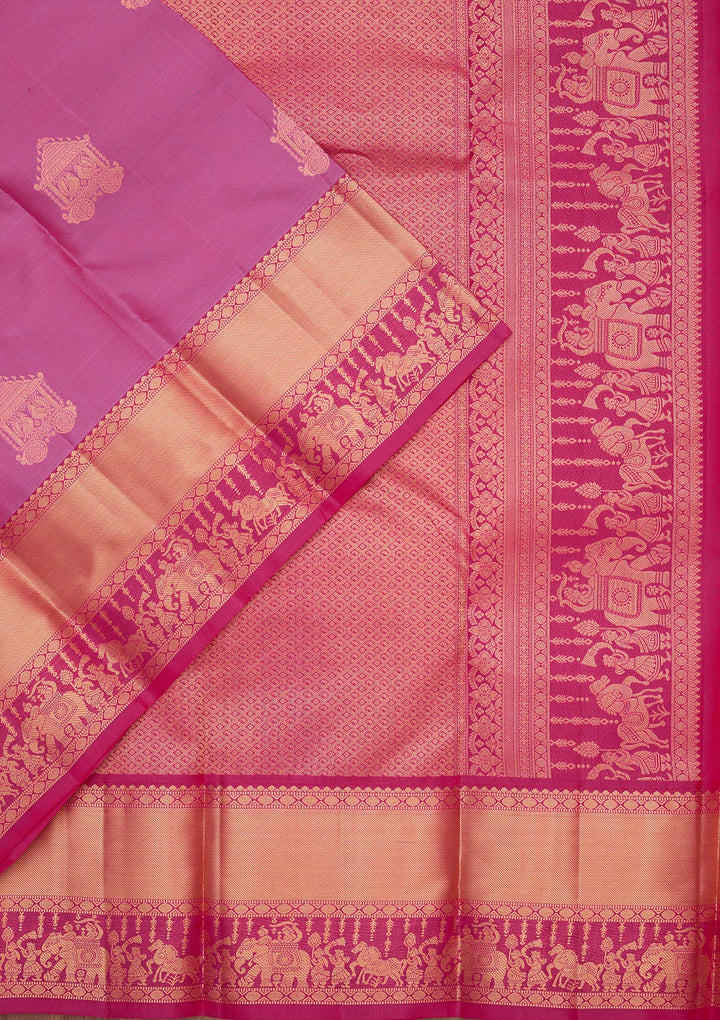 Rani Pink Zariwork Silk Saree