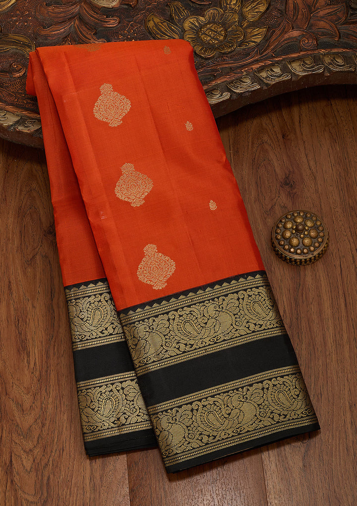 Orange Zariwork Pure Silk Saree