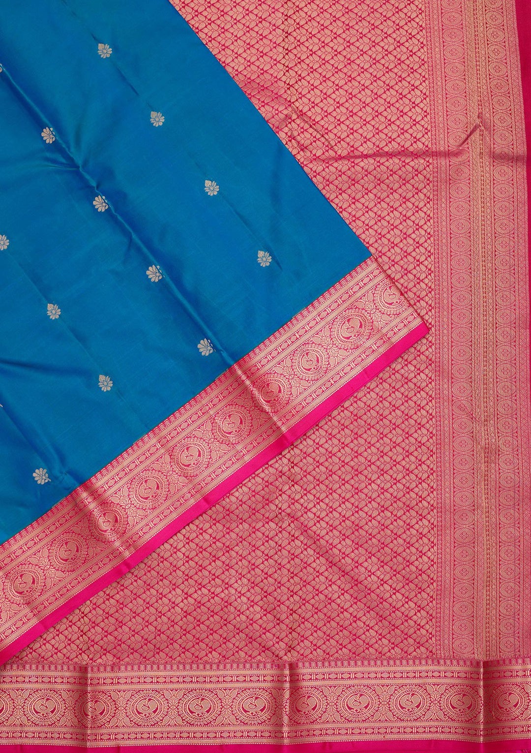 Turquoise Blue Zariwork Pure Silk Saree