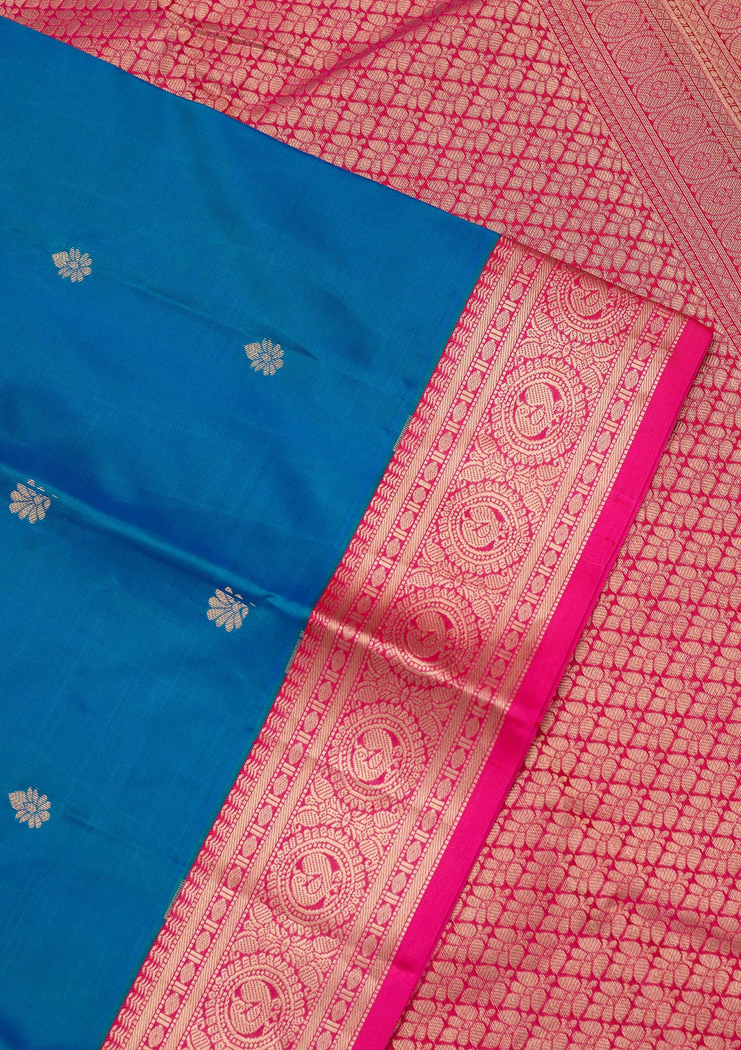 Turquoise Blue Zariwork Pure Silk Saree