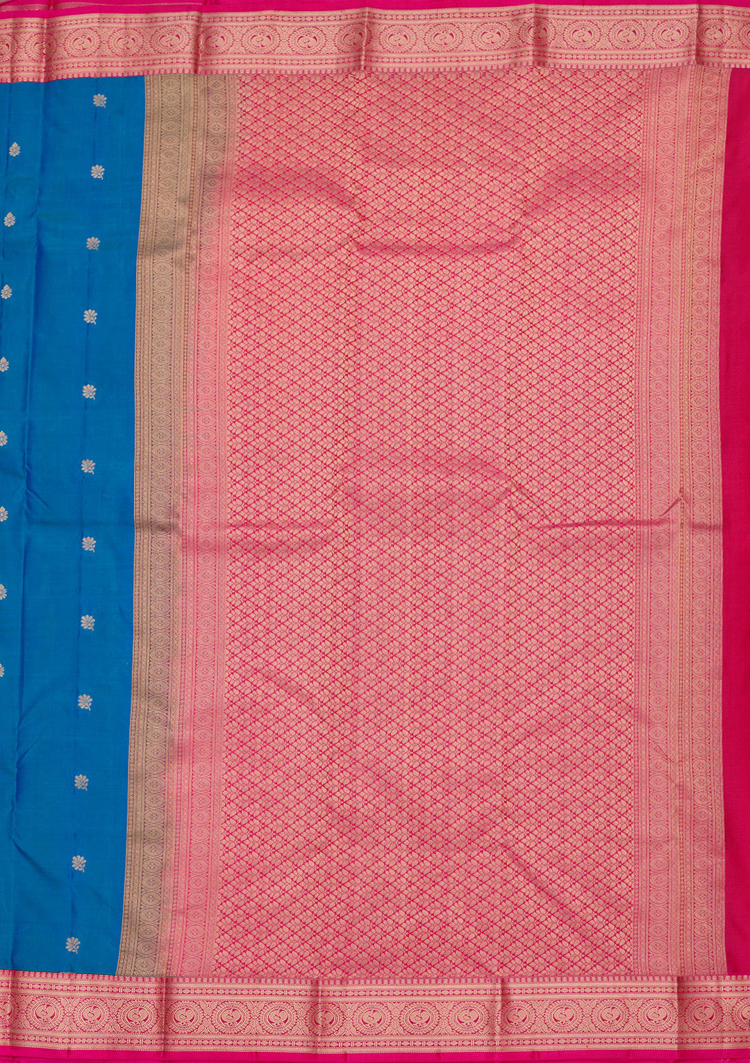 Turquoise Blue Zariwork Pure Silk Saree