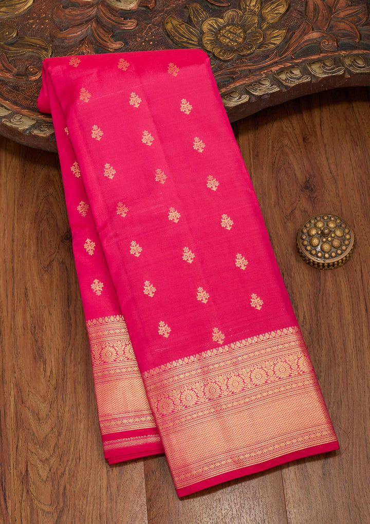 Rani Pink Zariwork Pure Silk Saree