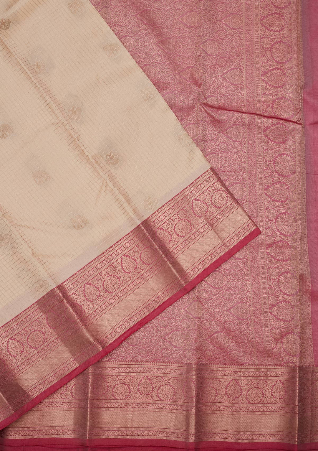 Cream Zariwork Pure Silk Saree