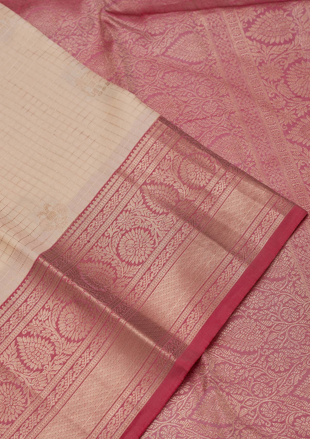Cream Zariwork Pure Silk Saree