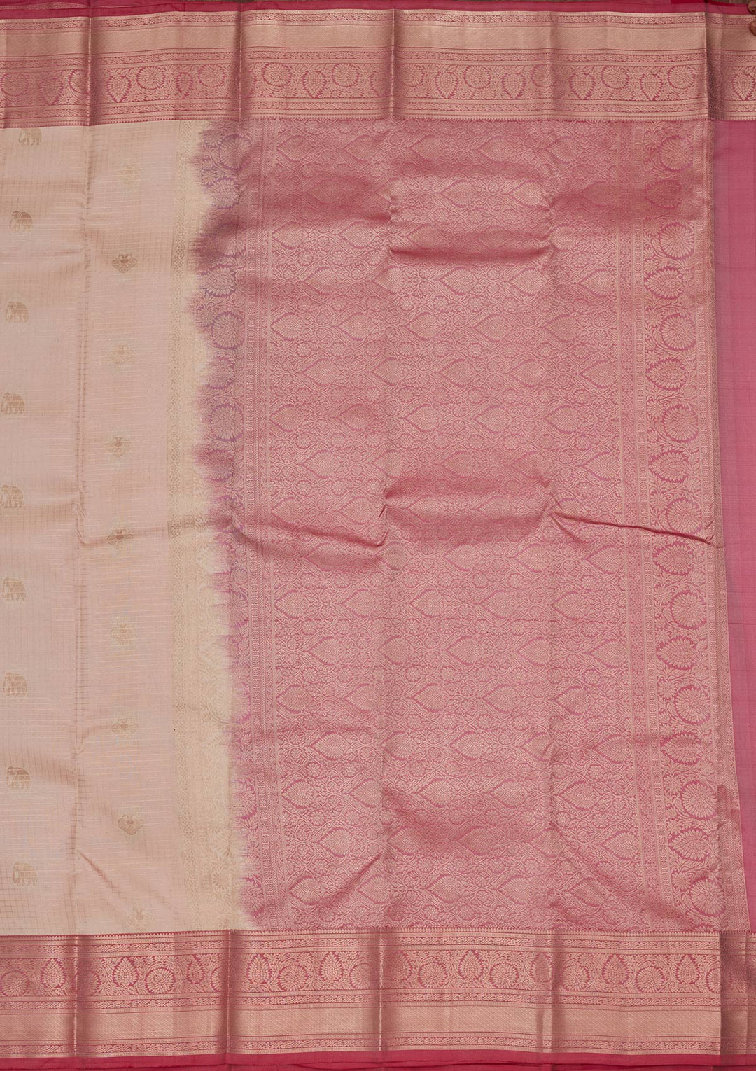 Cream Zariwork Pure Silk Saree