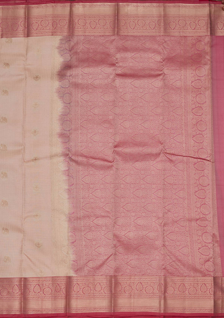 Cream Zariwork Pure Silk Saree