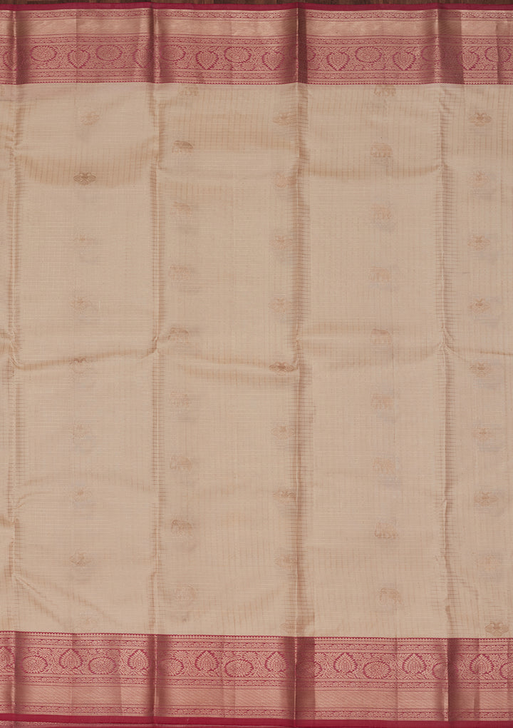 Cream Zariwork Pure Silk Saree