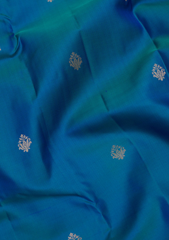 Peacock Blue Zariwork Pure Silk Saree