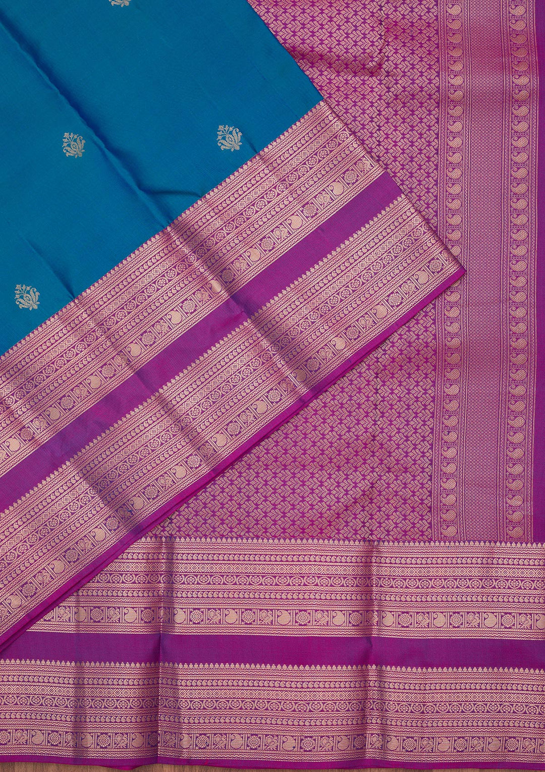 Peacock Blue Zariwork Pure Silk Saree