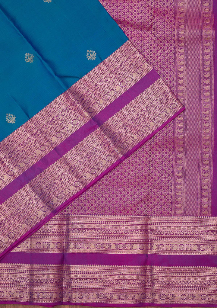Peacock Blue Zariwork Pure Silk Saree