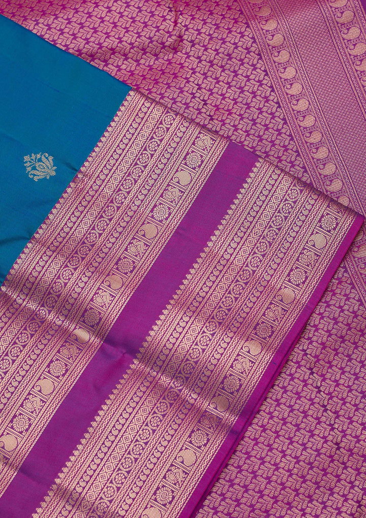 Peacock Blue Zariwork Pure Silk Saree