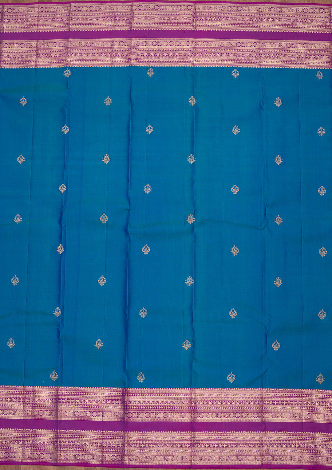 Peacock Blue Zariwork Pure Silk Saree