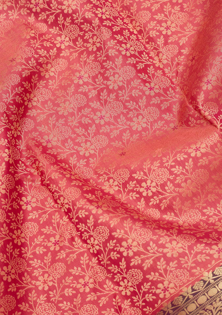 Onion Pink Zariwork Pure Silk Saree