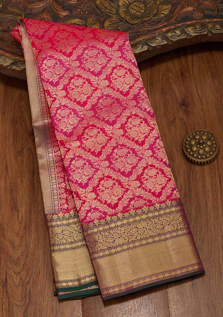 Rani Pink Zariwork Pure Silk Saree