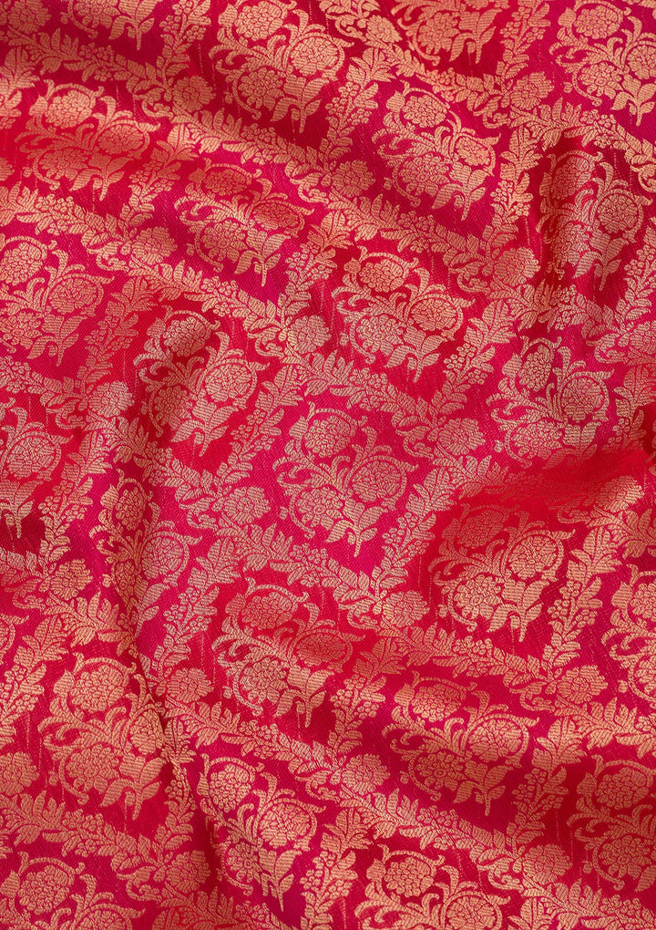 Rani Pink Zariwork Pure Silk Saree