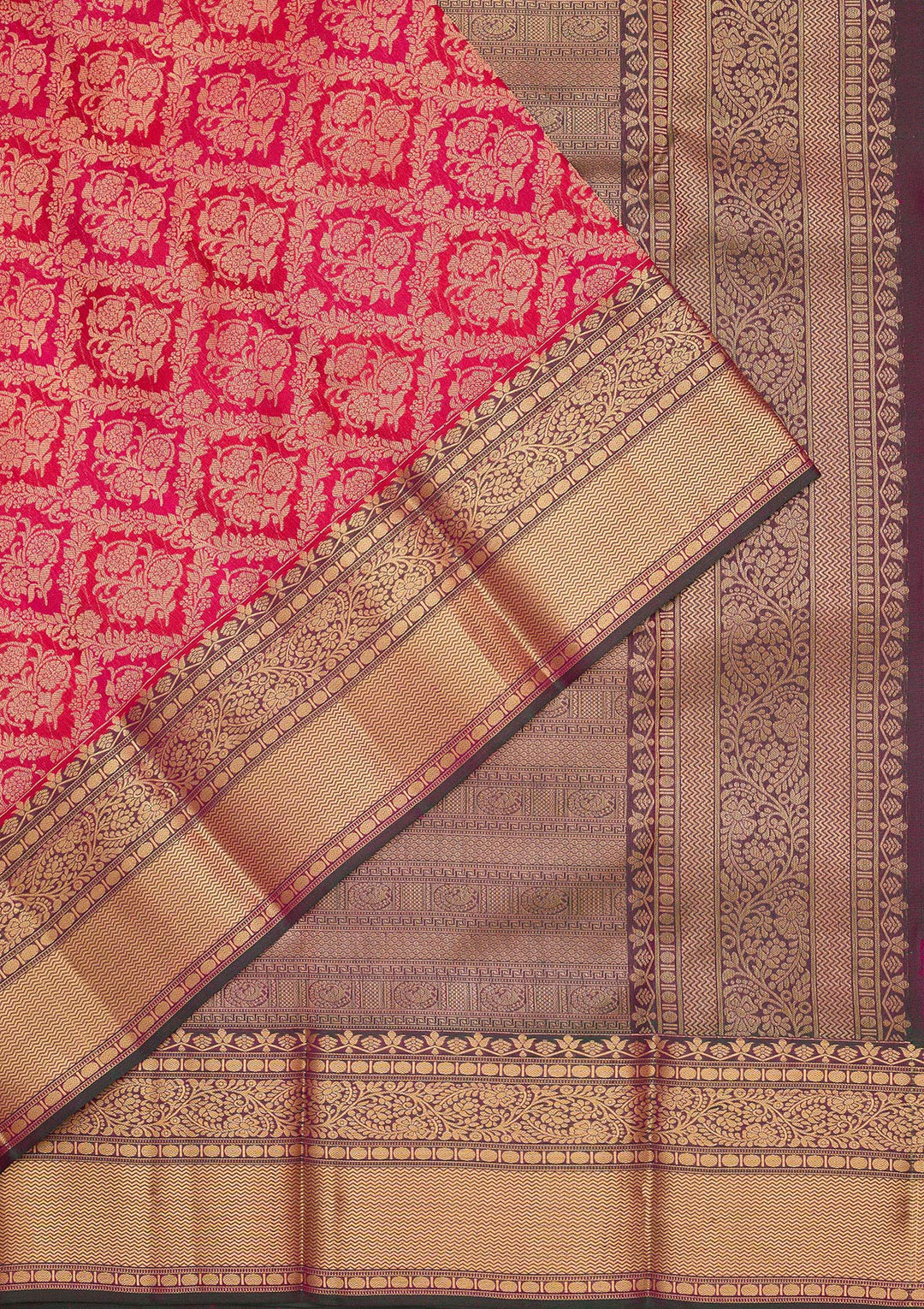 Rani Pink Zariwork Pure Silk Saree