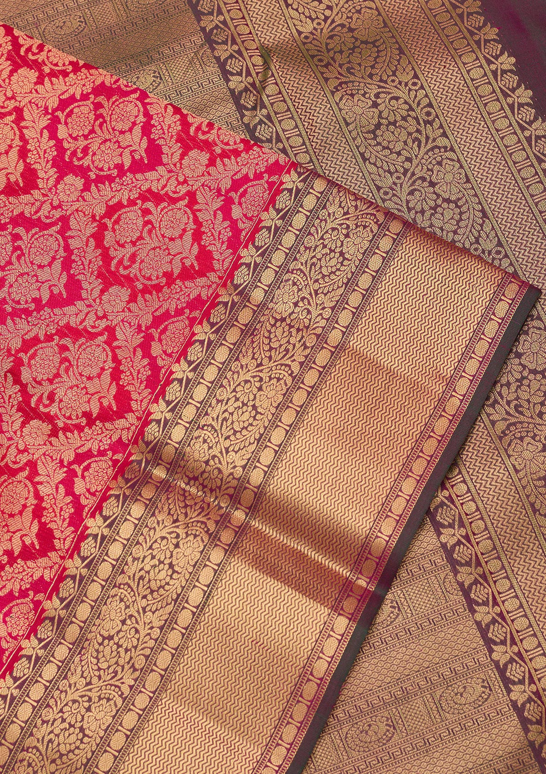 Rani Pink Zariwork Pure Silk Saree