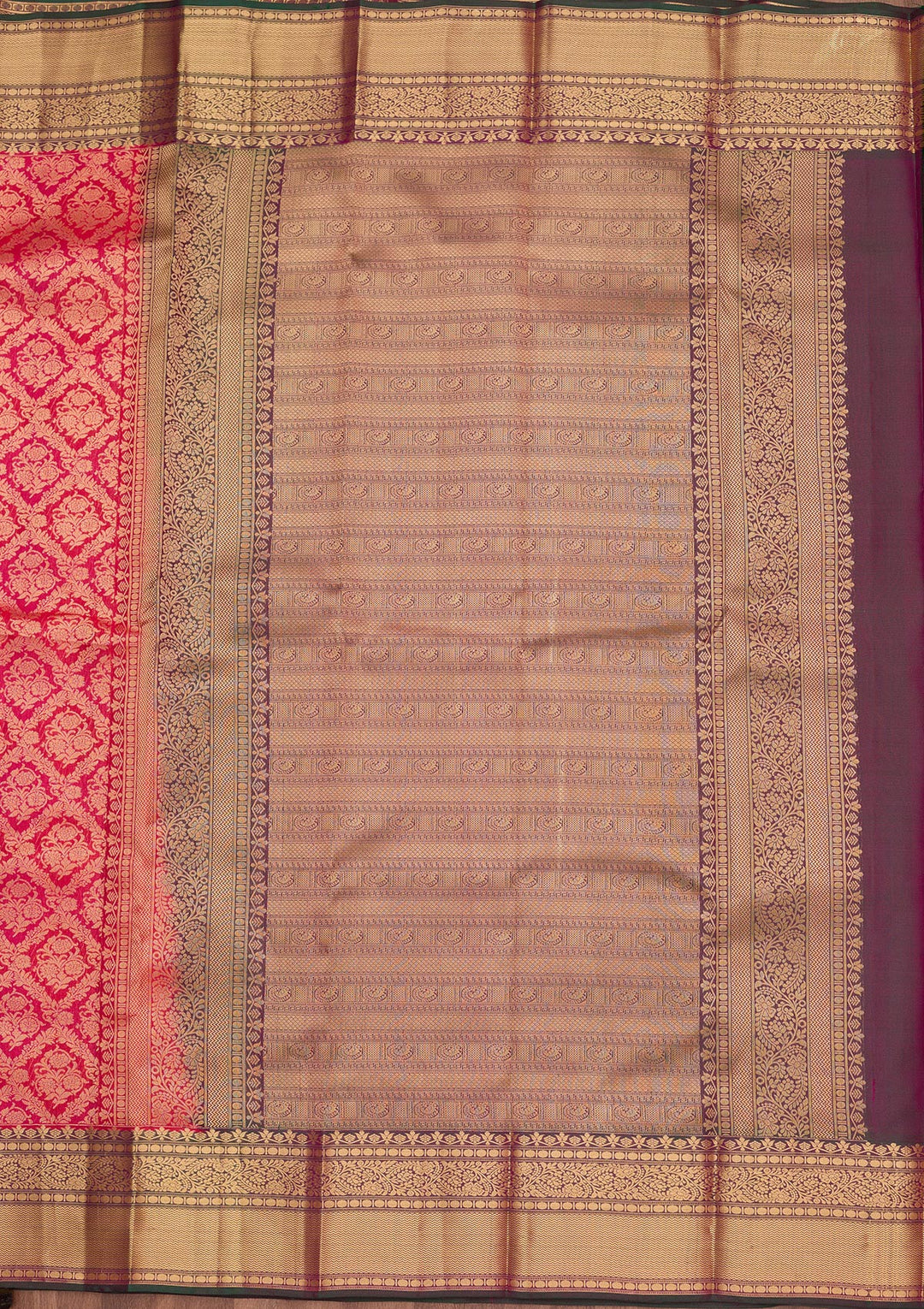 Rani Pink Zariwork Pure Silk Saree
