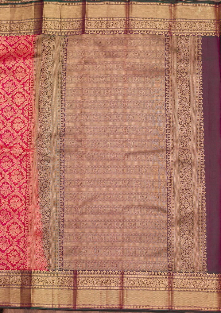 Rani Pink Zariwork Pure Silk Saree
