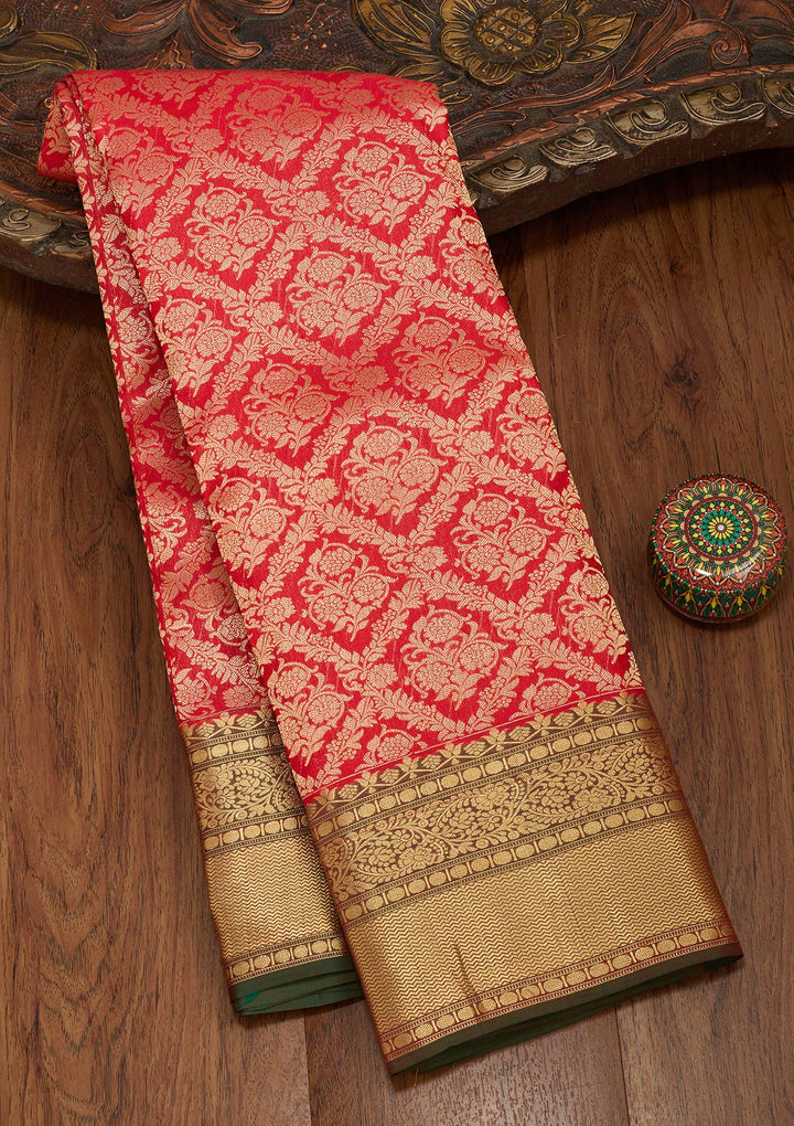 Red Zariwork Pure Silk Saree