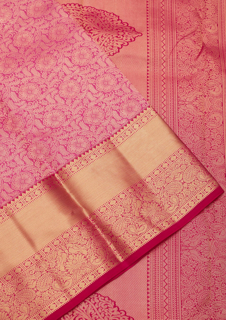 Rani Pink Zariwork Pure Silk Saree