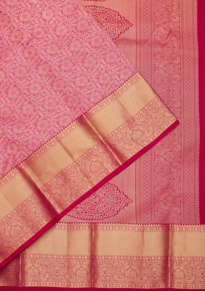 Rani Pink Zariwork Pure Silk Saree