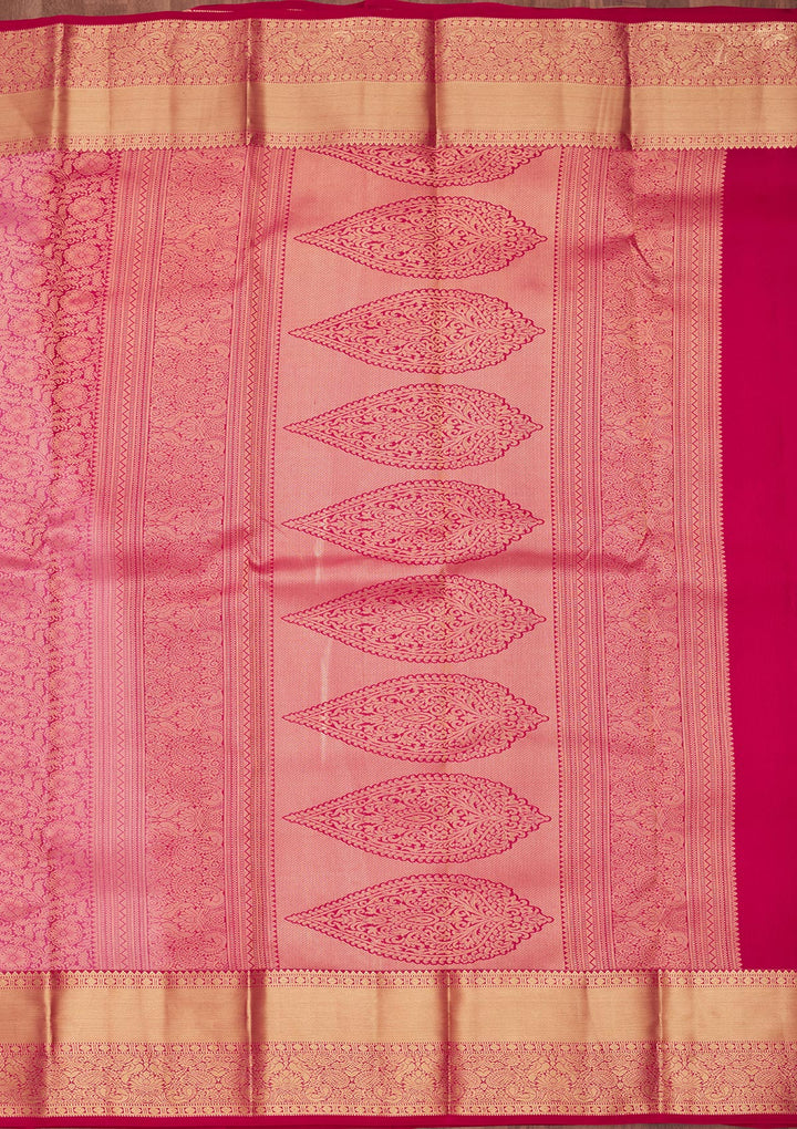 Rani Pink Zariwork Pure Silk Saree