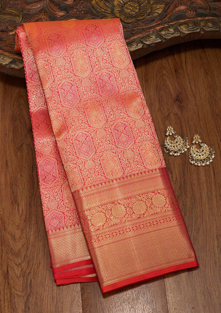 Orange Zariwork Pure Silk Saree